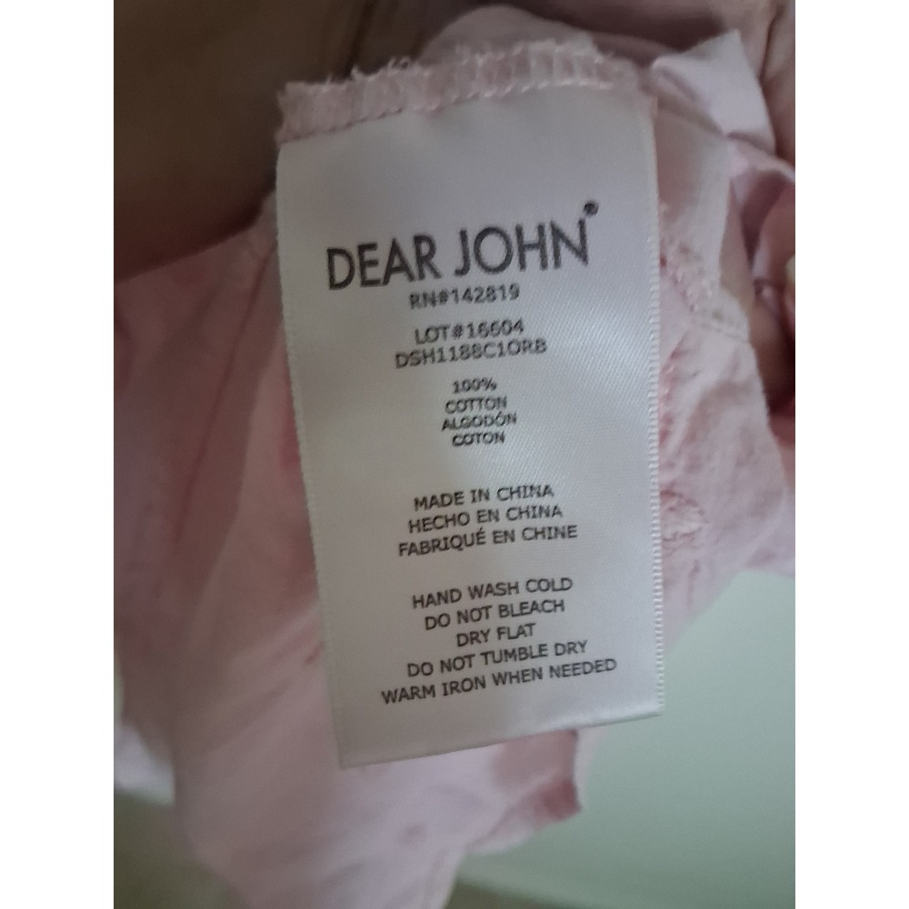 Dear John Pink Eyelet Lace Swiss Dot Cotton V-Neck Peplum Blouse Top XL - Picture 8 of 8
